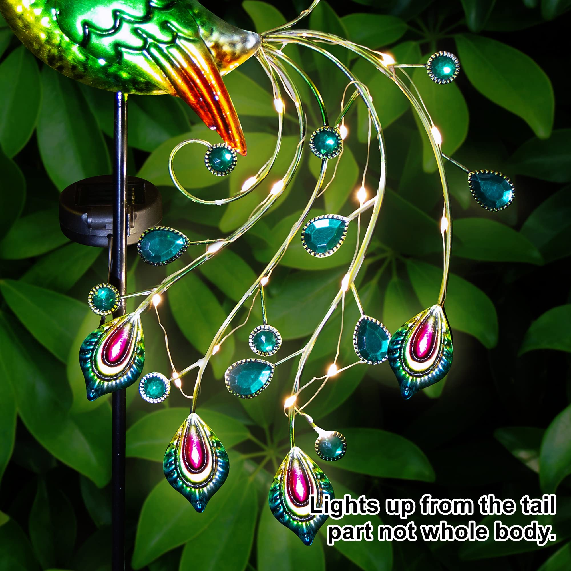 Glintoper metal peacock garden decor withstands weather with UV coating.