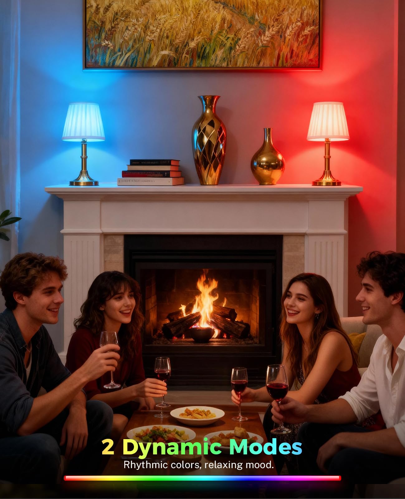 Glitnous lamp on a bedside table highlighting convenient remote dimming.