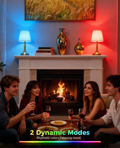 Glitnous lamp on a bedside table highlighting convenient remote dimming.