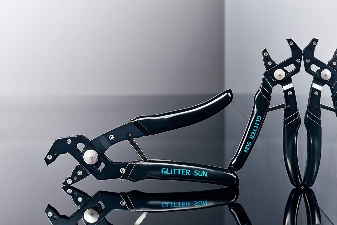 Glitter Sun self-adjusting pliers with wide handles for comfort.