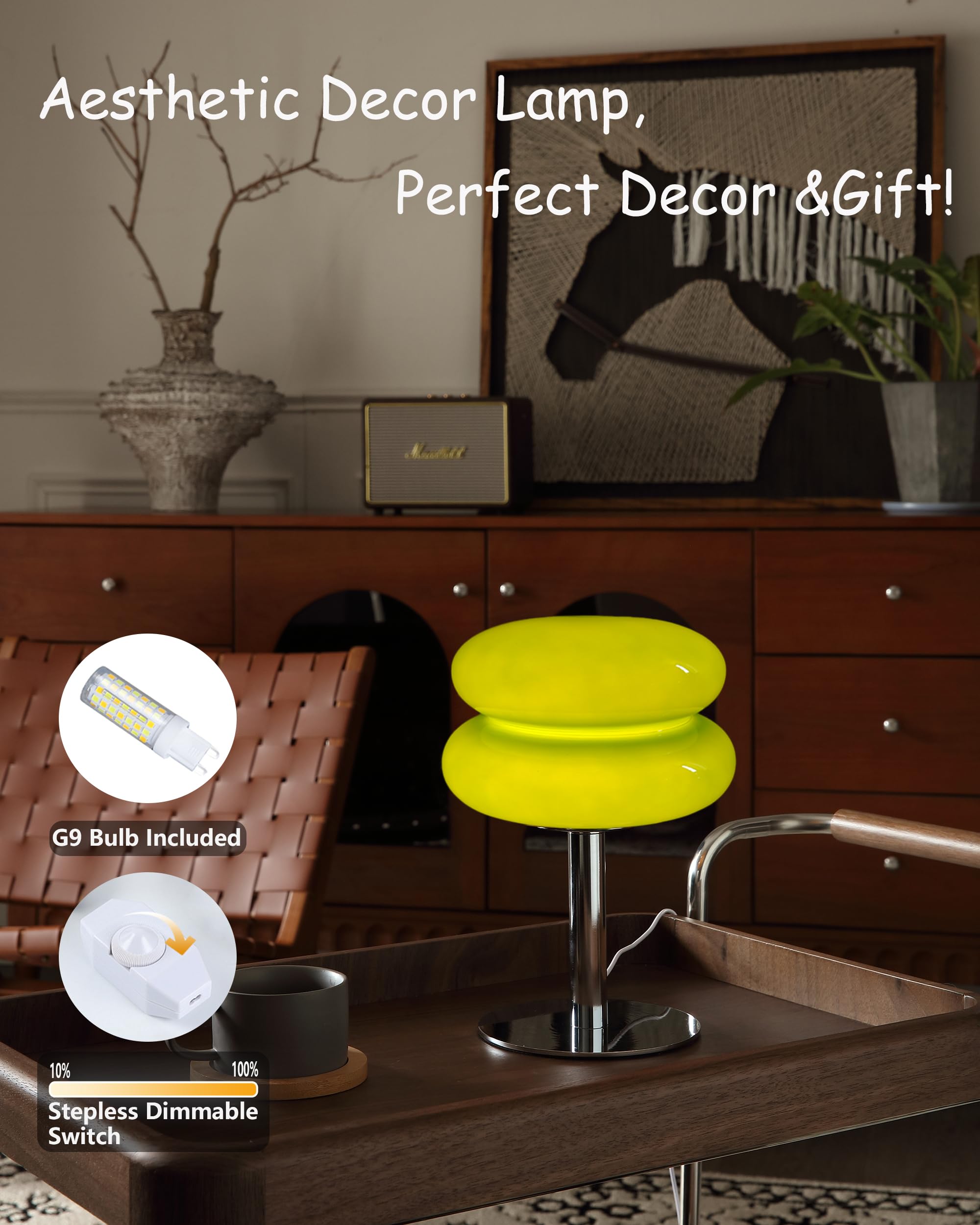 Glivpny egg tart lamp with hand-blown shade elevates modern decor aesthetics.