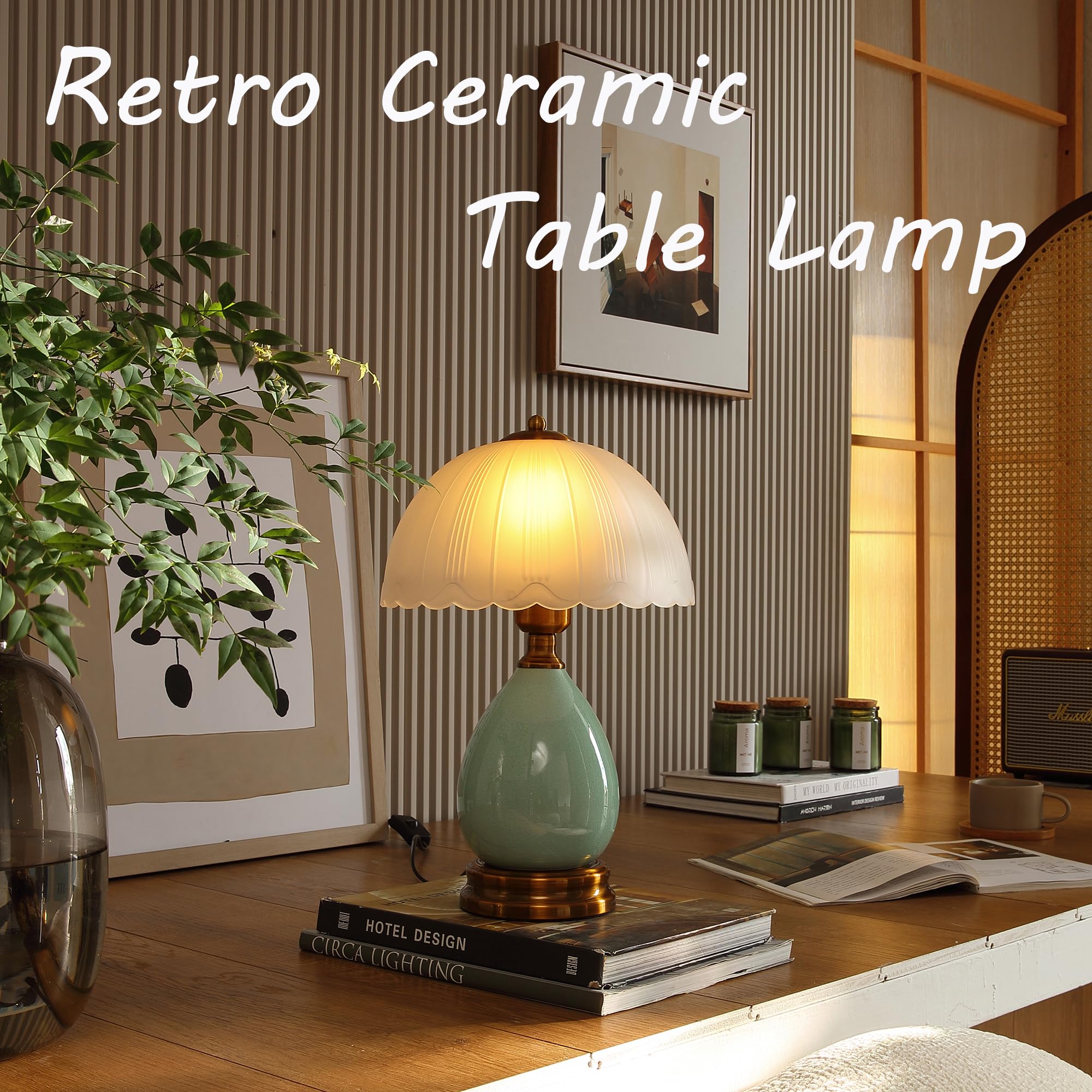 Glivpny green chinoiserie lamp elevates bedroom décor with timeless charm.