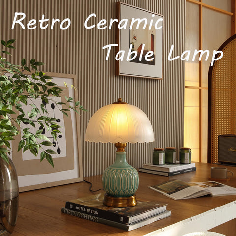 Glivpny modern ceramic table lamp ideal for bedroom lighting and desk tasks.