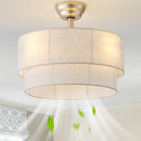 Glmthux 20-inch boho fandelier with beige cage for cozy bedroom ambiance