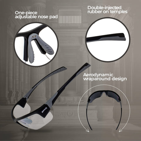 Global Vision Hercules 7 lens close-up highlights photochromic transition