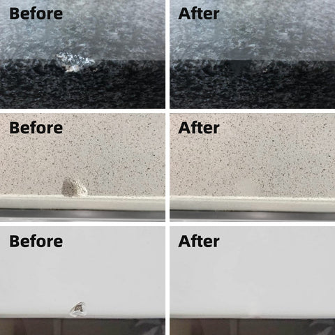 Globalcom countertop repair process on granite and quartz surfaces