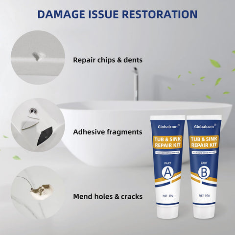 Globalcom Tub Repair Kit White 60 day money back guarantee