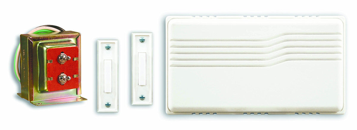 Globe Electric SL-27102-02 doorbell contractor kit with white cover for simple front entry installation