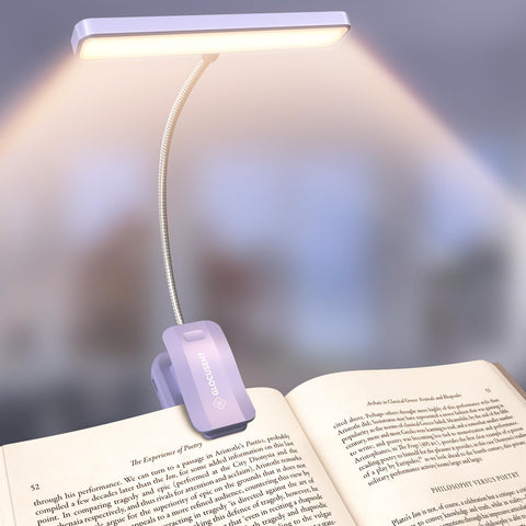 Glocusent book light with a 4.3 inch head for wide, shadow-free reading