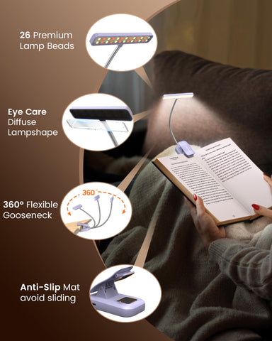 Soft pad clamp protects pages during bedside reading
