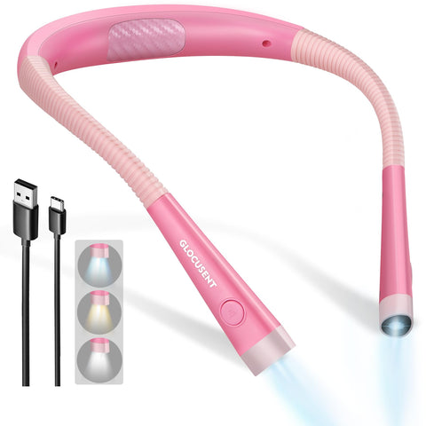 Glocusent book light with three color modes and six brightness levels for versatile reading