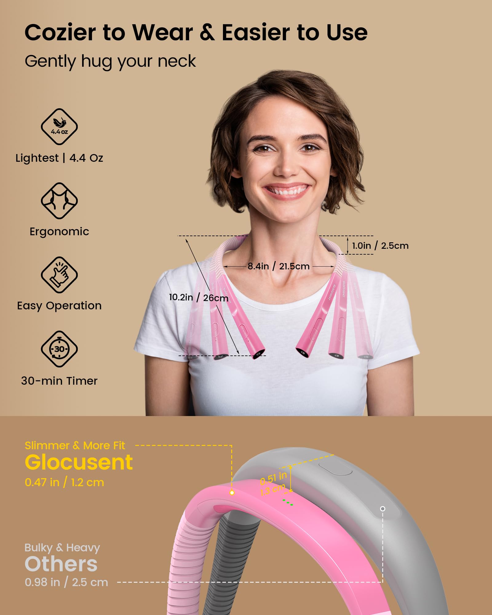 Glocusent amber mode provides a warm glow for night-time reading