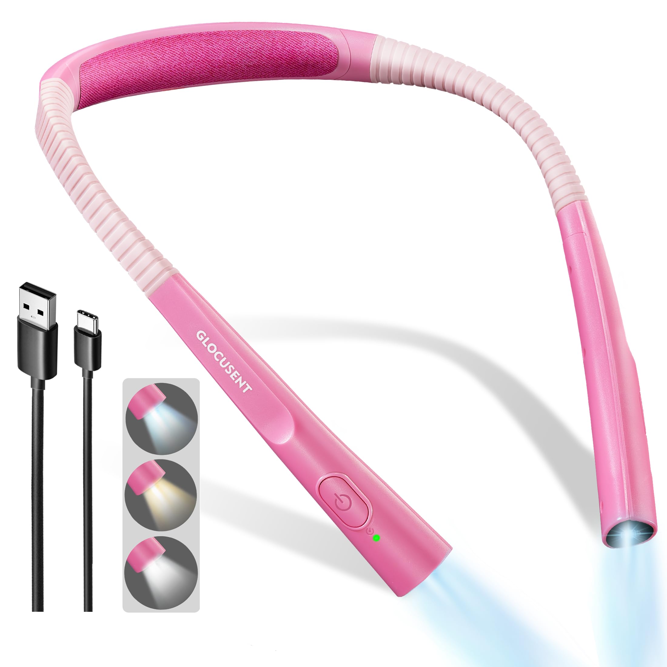Glocusent upgraded neck reading light shows a slim design for comfortable reading