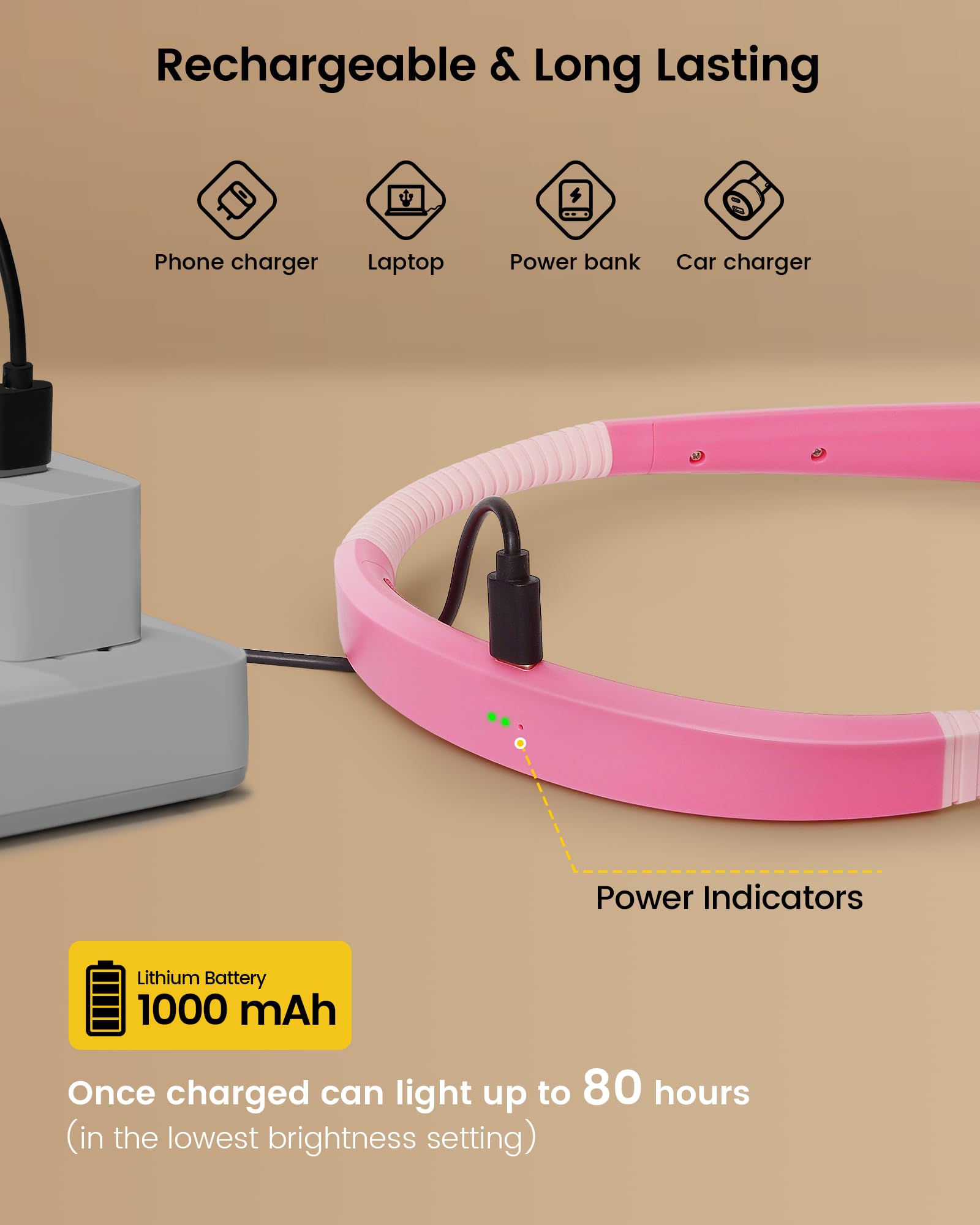 Glocusent neck light with USB-C charging for long reading sessions