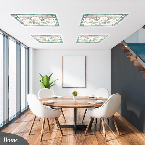 Glooglitter retro floral design panel complements interiors with soft ambiance.