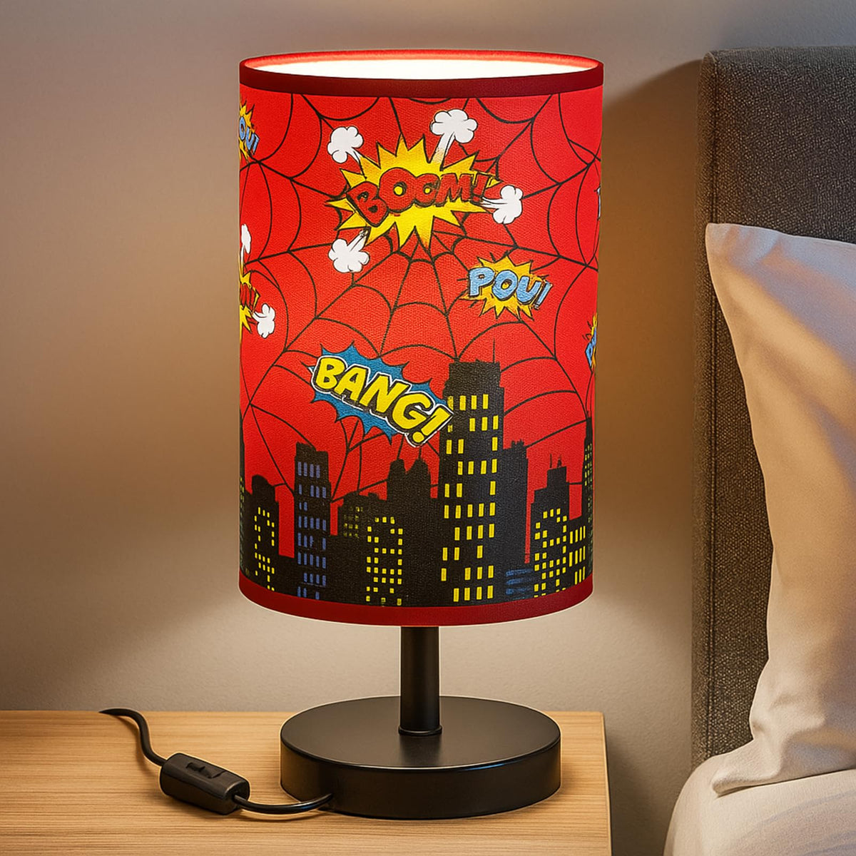 Glooglitter City Bedside Lamp with skyscraper design brightens kids' rooms