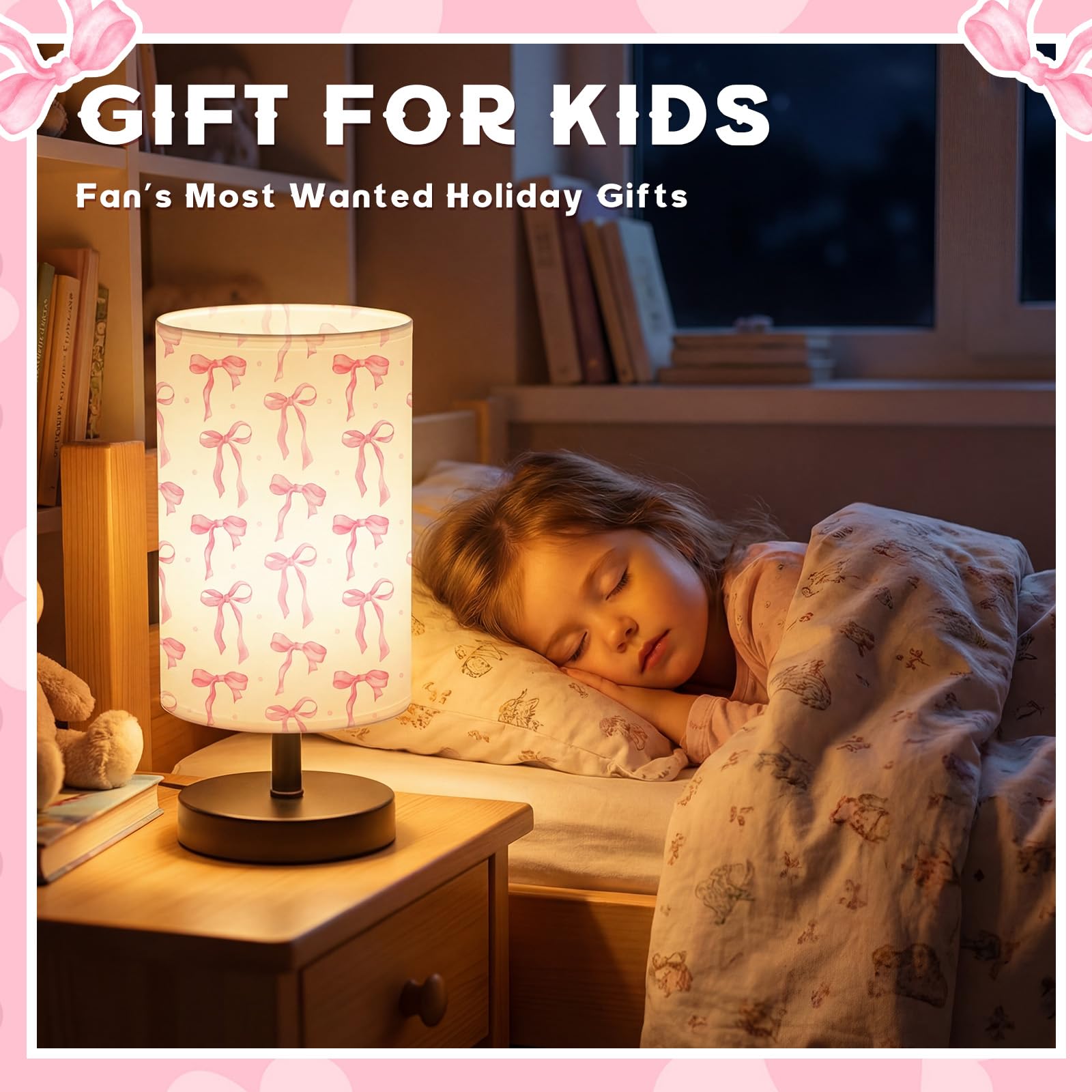 Glooglitter compact bedside lamp fits desks, shelves, and small rooms