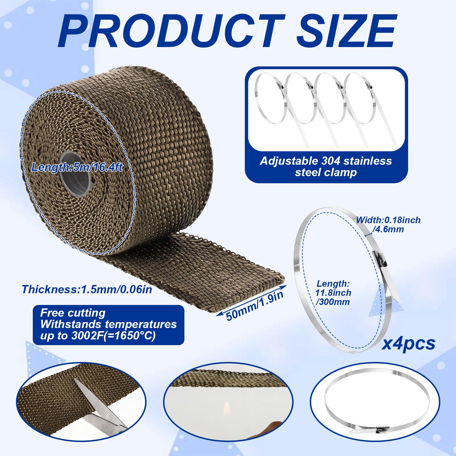Glooglitter basalt fiber pipe wrap with heat resistance