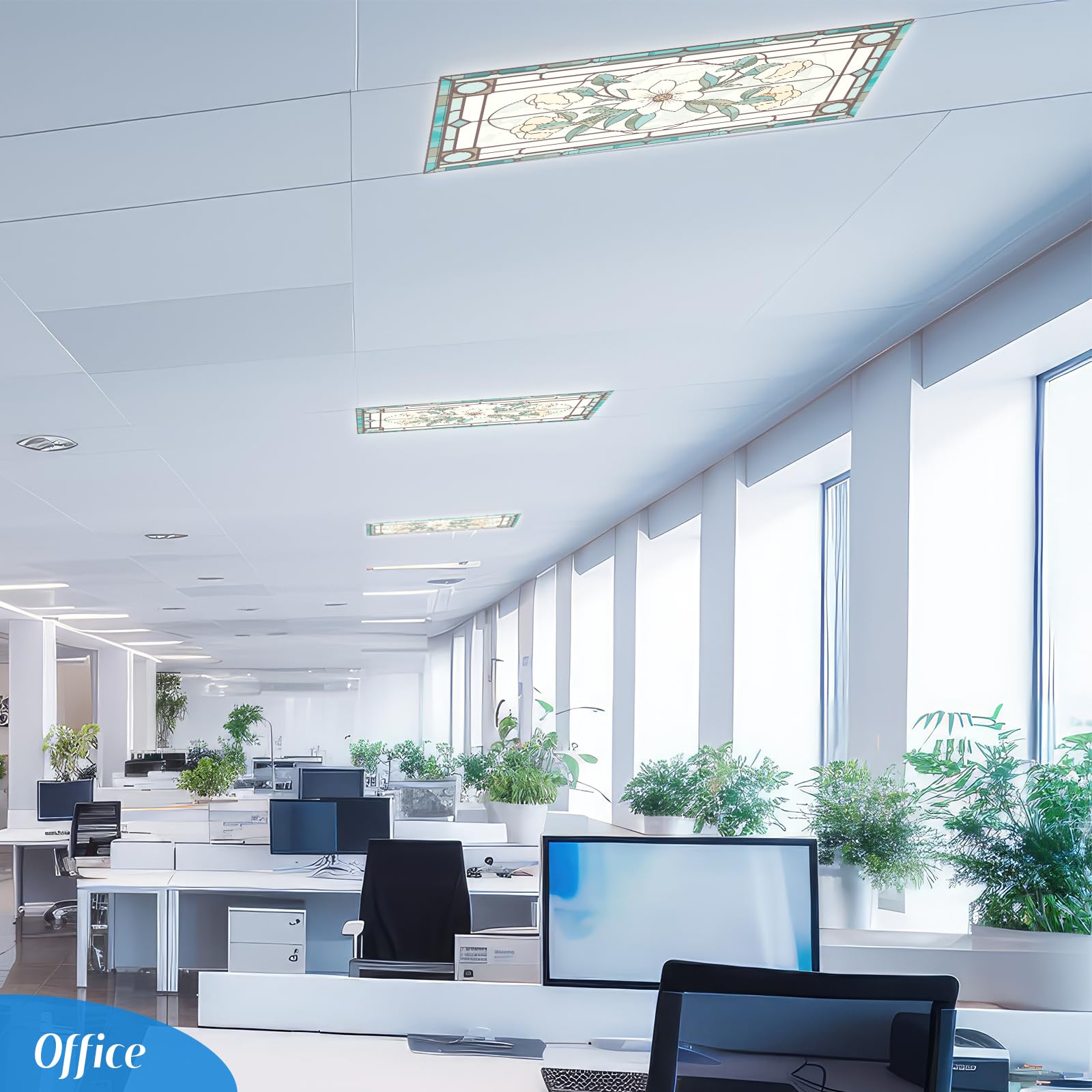 Glooglitter glare-reduction cover diffuses harsh light for comfortable work.