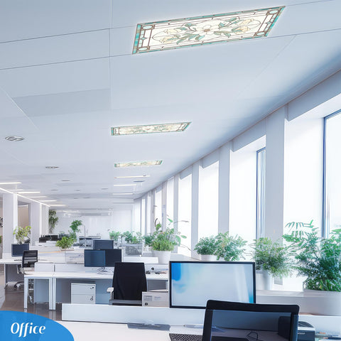 Glooglitter glare-reduction cover diffuses harsh light for comfortable work.