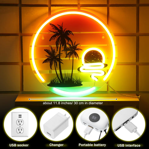 Glooglitter neon sign wall decor palm tree adds warm ambiance to bars and beach-inspired rooms.