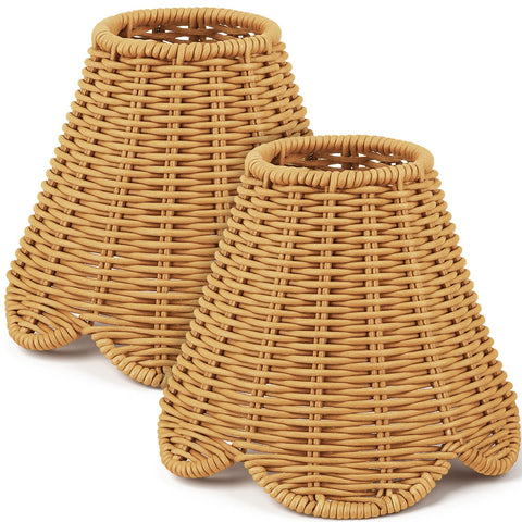 Glooglitter rattan lampshade small scalloped with 3-inch top for versatile decor