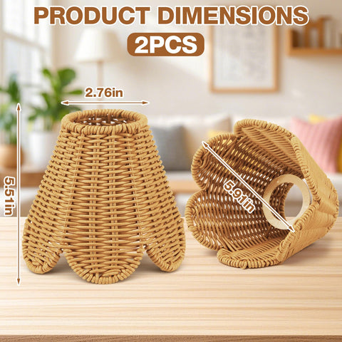 Glooglitter rattan lampshade small scalloped 6-inch bottom enhances cozy ambience