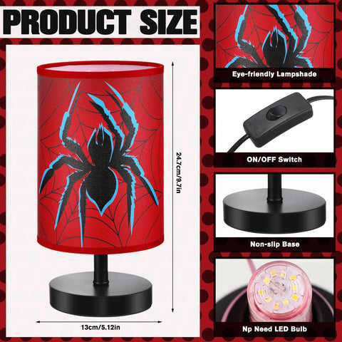 Glooglitter spider table lamp angle view emphasizes compact height for bedside and desk use