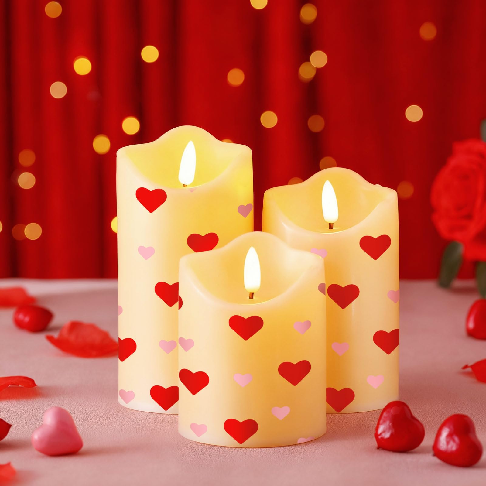 Glooglitter Valentine heart candle pink glow 3.94in ideal for romantic dinners