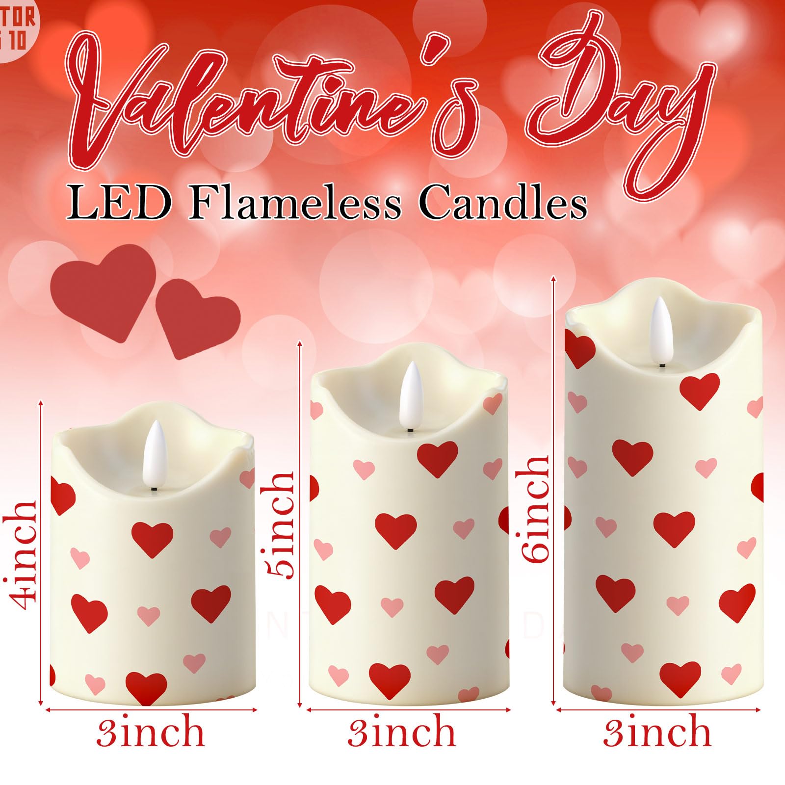 Glooglitter Valentine heart candle pink glow for cozy evenings