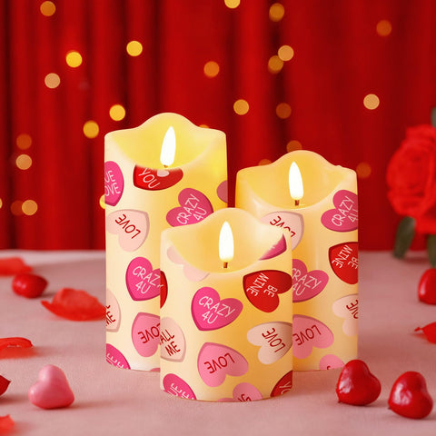 Glooglitter pink heart LED candle at 3.94 inches height creates intimate Valentine's glow