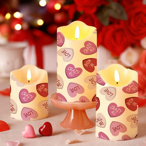 Glooglitter red heart LED candle at 4.92 inches height brightens dinner lighting