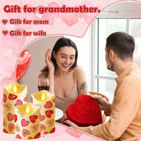Glooglitter red heart LED candle at 5.9 inches height provides dramatic anniversary glow