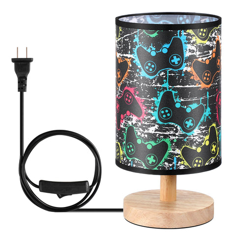 Glooglitter video game table lamp front view enhances bedroom decor