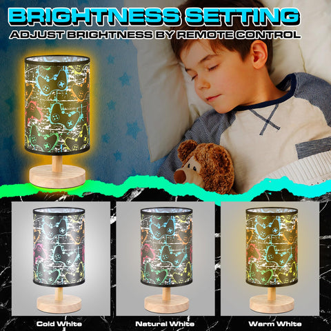 Glooglitter video game table lamp side view for desk and nightstand use