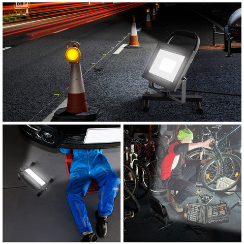 GLORIOUS-LITE 50W LED work light, 360° axis for full-directional lighting.