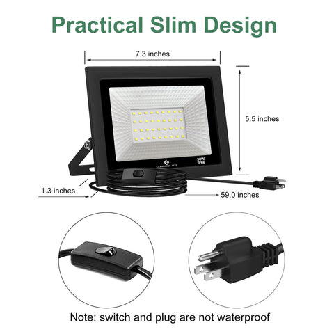 GLORIOUS-LITE plug-in flood light with switch for easy use