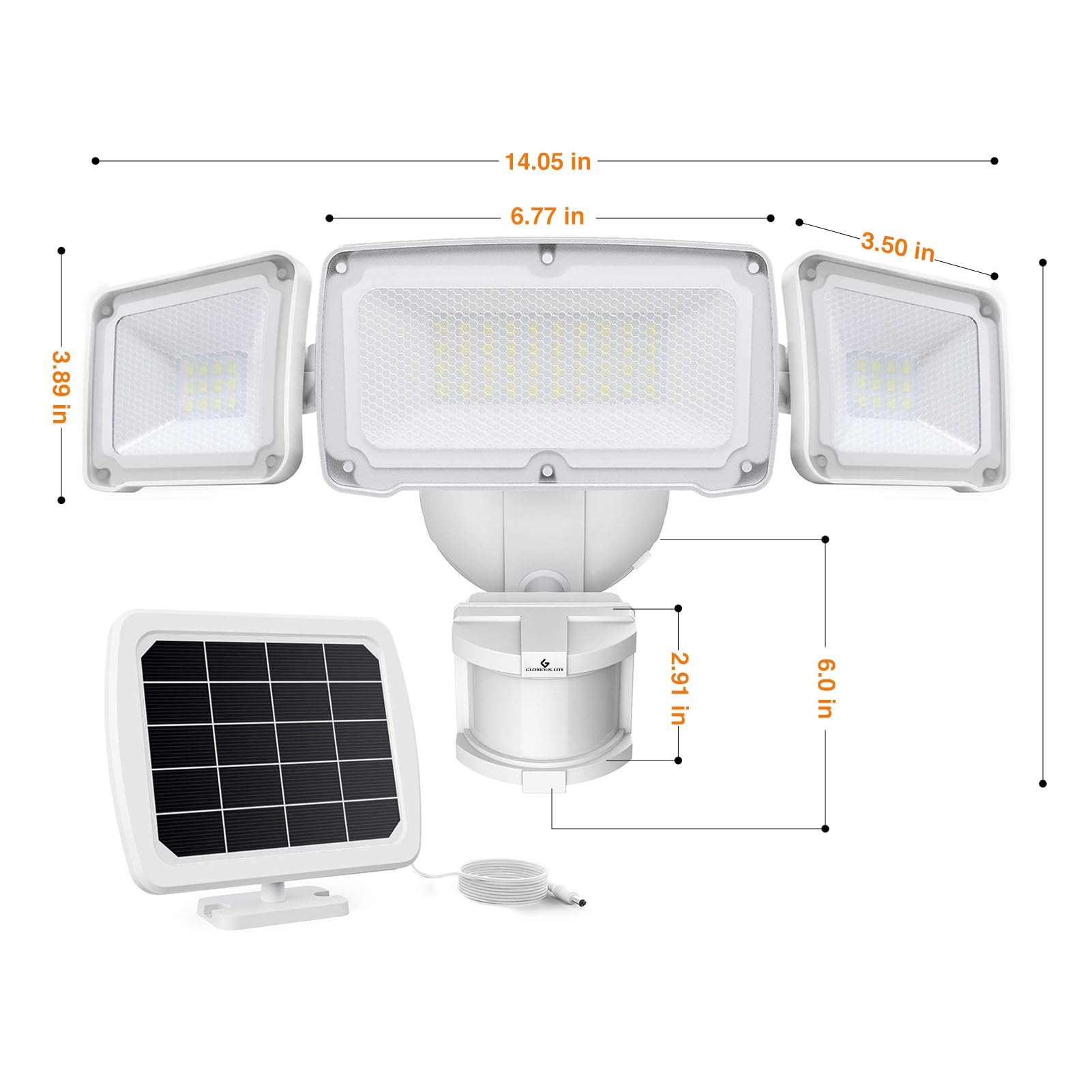 GLORIOUS-LITE outdoor flood light illuminating garage and yard