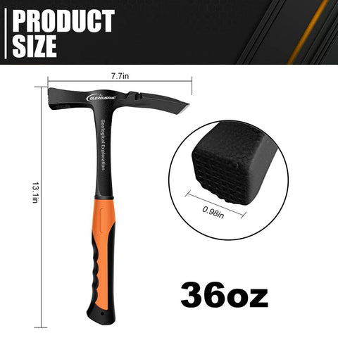 glorousamc 36 oz Ultra Rock Pick Hammer ergonomic anti-slip handle.