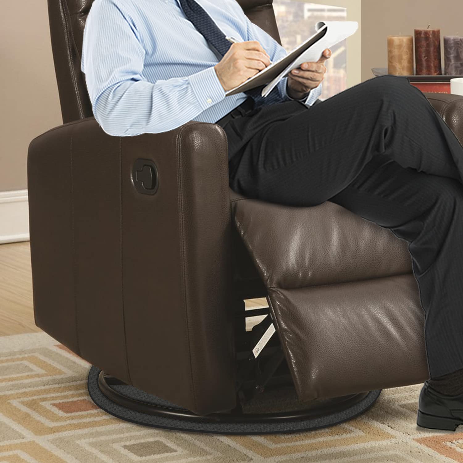 Glosaie black recliner pads blend with decor while shielding floors.
