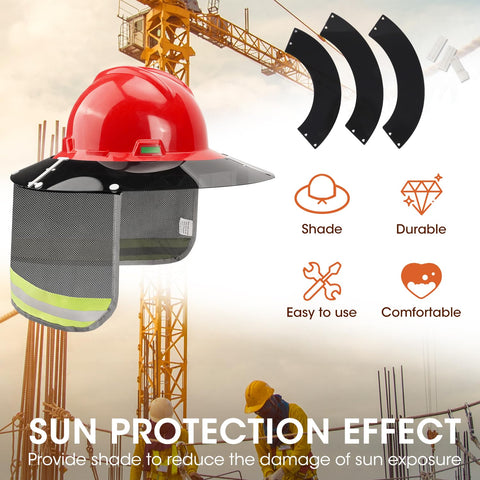Glosaie hard hat visor neck shade assembly shows clip system
