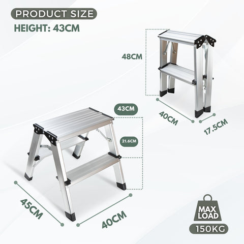 Glosiory aluminum step-stool folded-compact for easy storage.