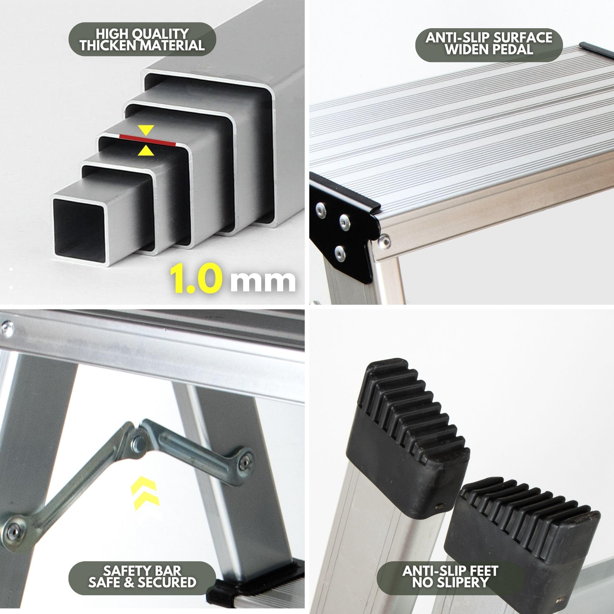Glosiory lightweight 4-pound ladder for effortless transport.