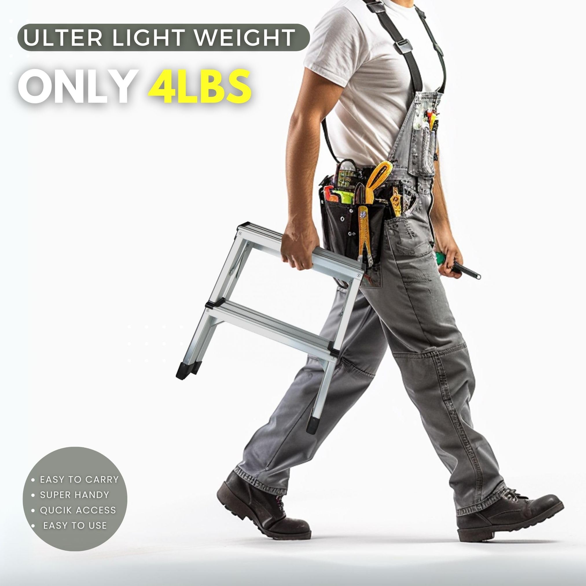 Glosiory top-step platform 7.2 inches for comfortable standing.