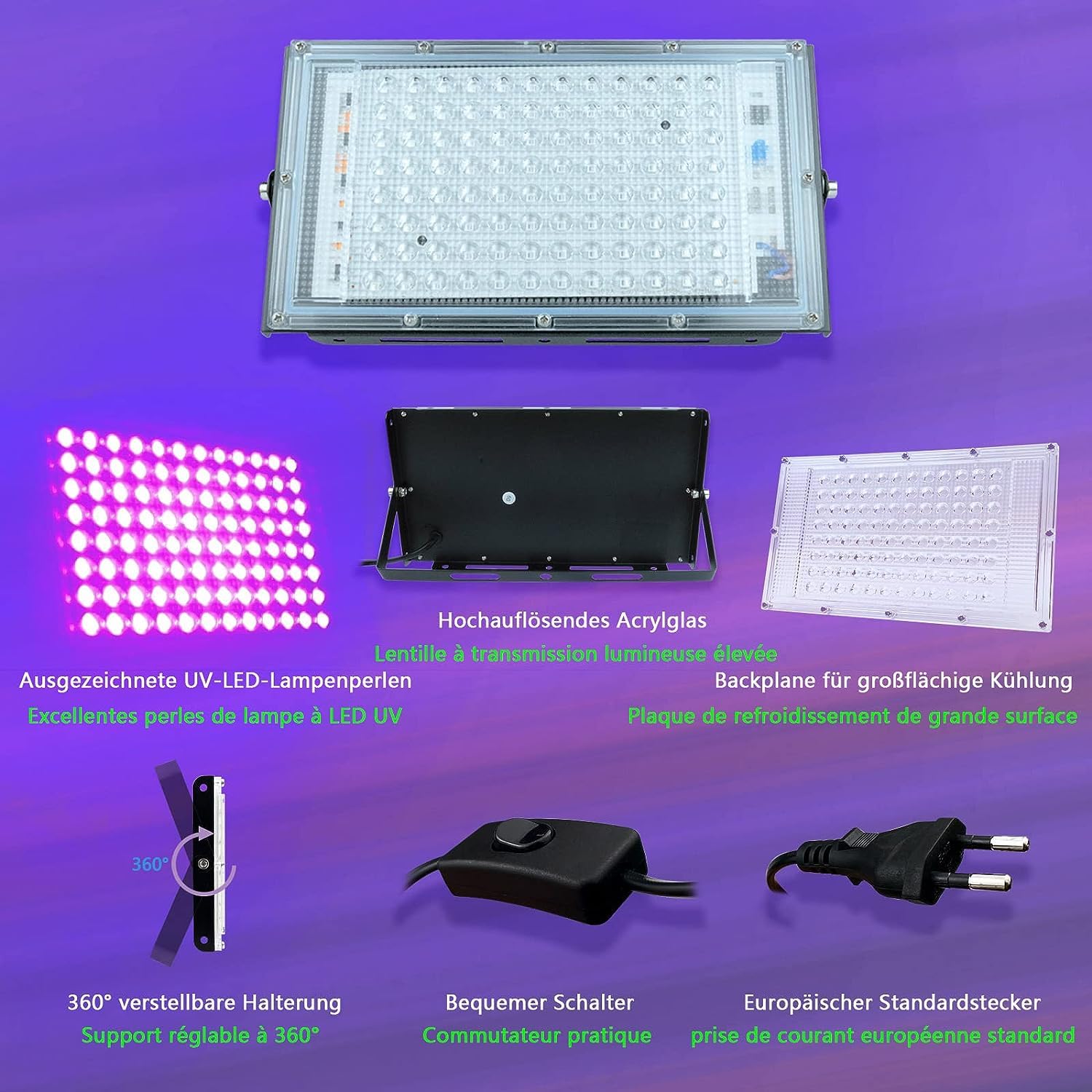 Glostars 395-400 nm light delivers vibrant fluorescence with minimal glare.