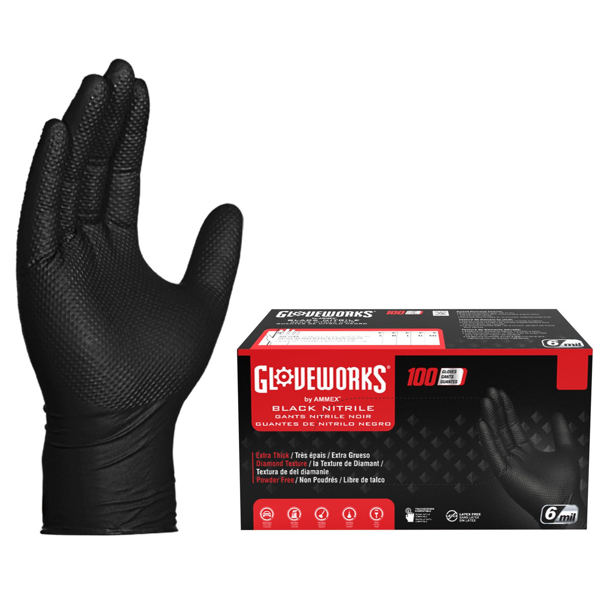 GLOVEWORKS raised diamond texture glove improves grip on wet surfaces