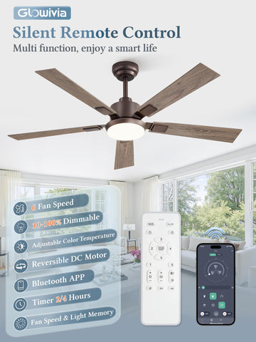 Glowivia bronze smart ceiling fan with app control for convenient adjustments