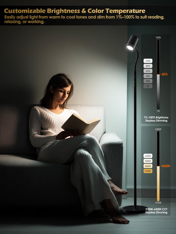 GLOWRIUM gooseneck reading arm directs light precisely for tasks.