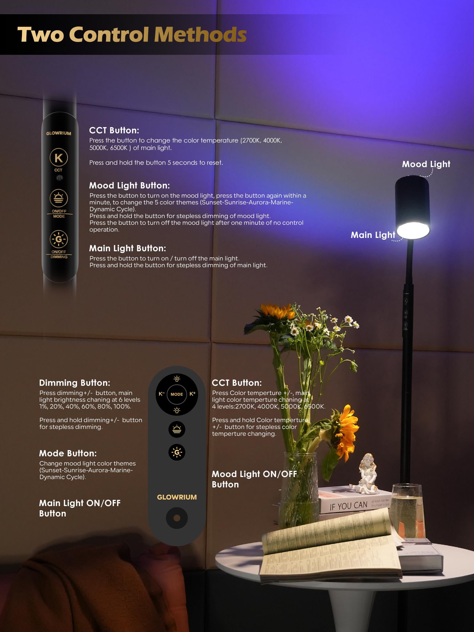 GLOWRIUM modern black pole blends with contemporary decor.