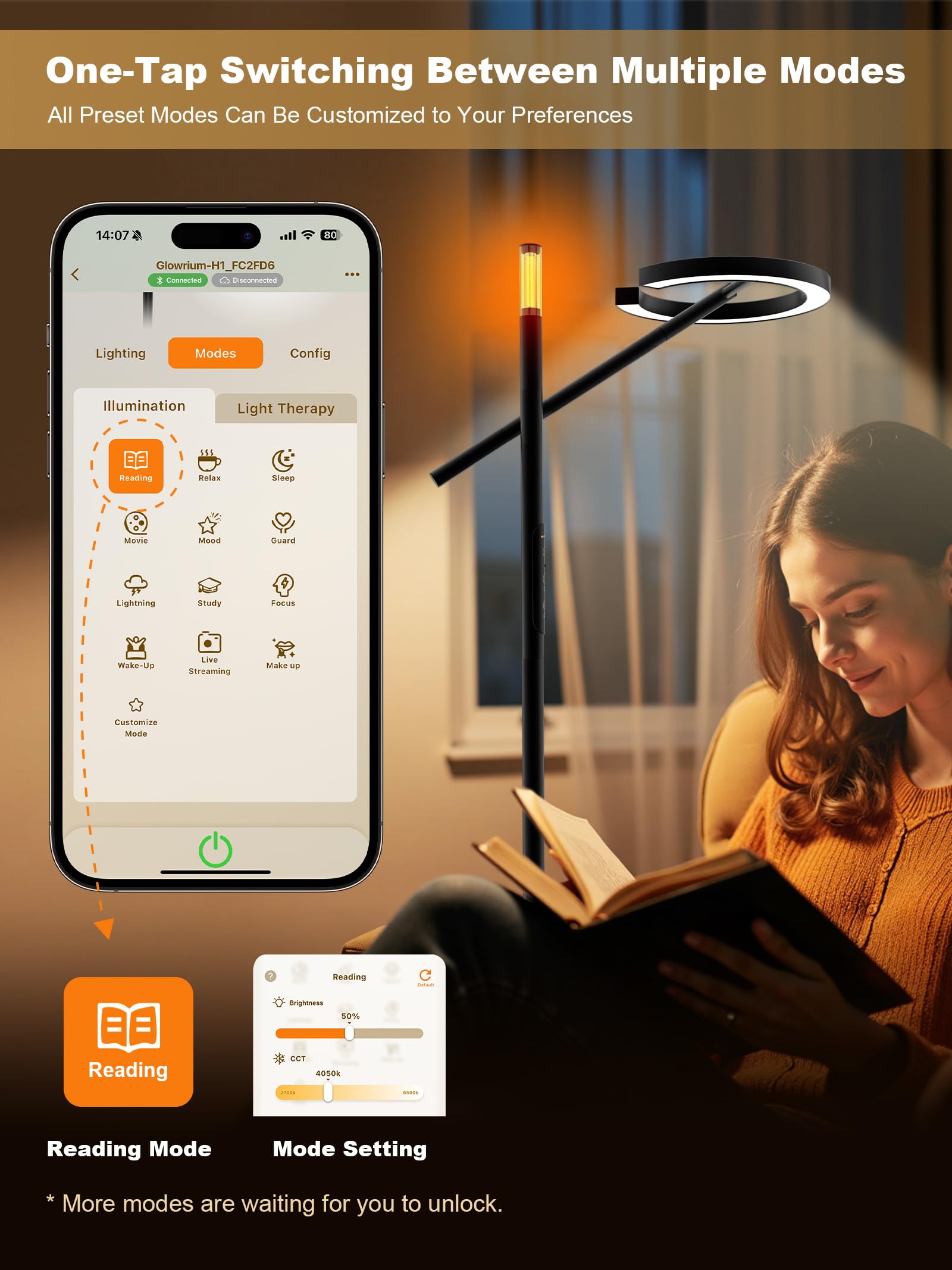Glowrium smart app control streamlines presets, timers, and lighting scenes.
